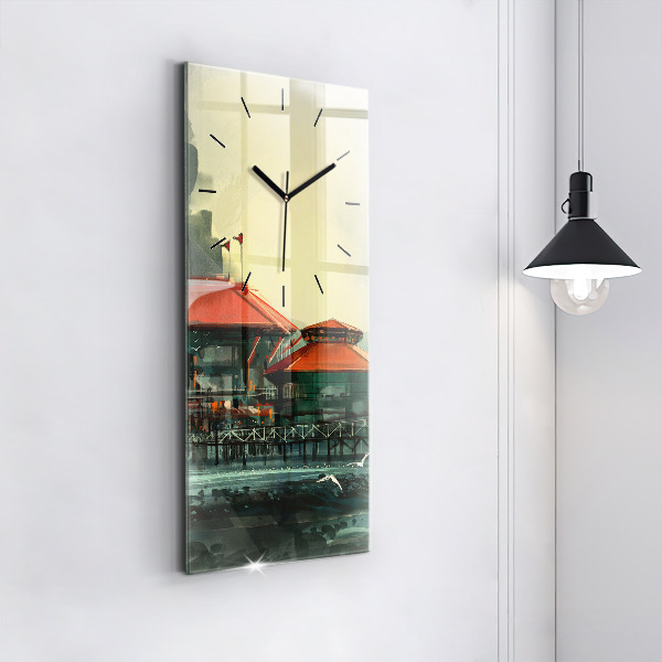 Vertical wall clock Fishing village