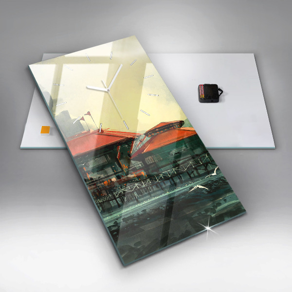 Vertical wall clock Fishing village