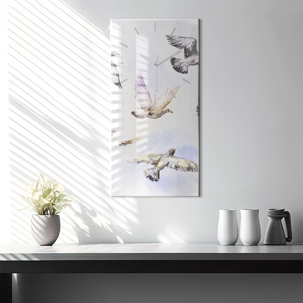 Vertical wall clock Flying birds
