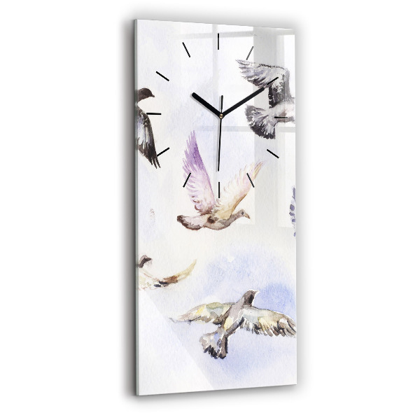 Vertical wall clock Flying birds