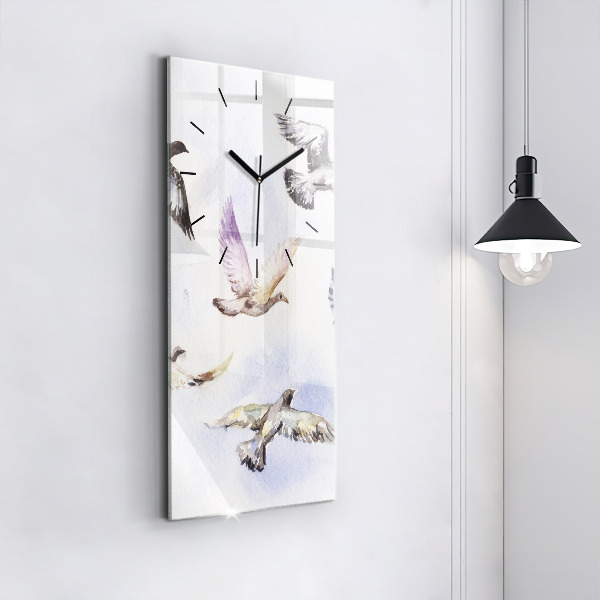 Vertical wall clock Flying birds