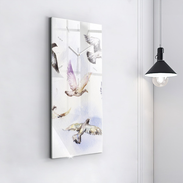 Vertical wall clock Flying birds