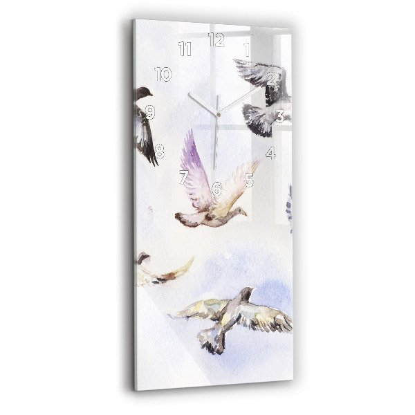 Vertical wall clock Flying birds