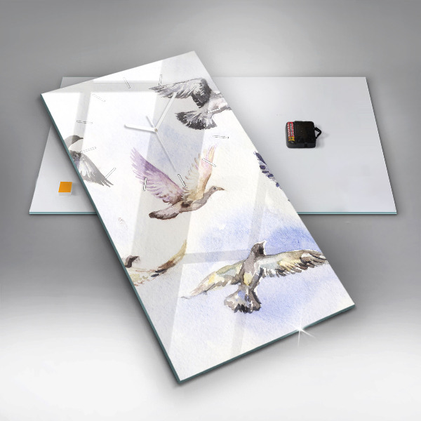 Vertical wall clock Flying birds