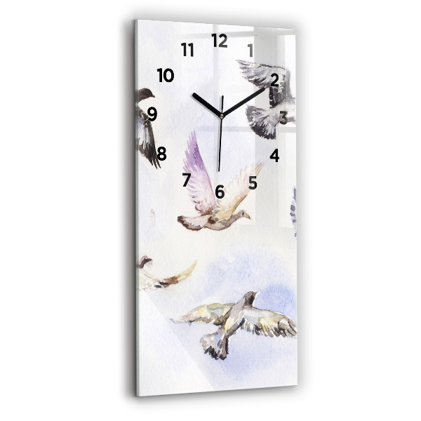Vertical wall clock Flying birds