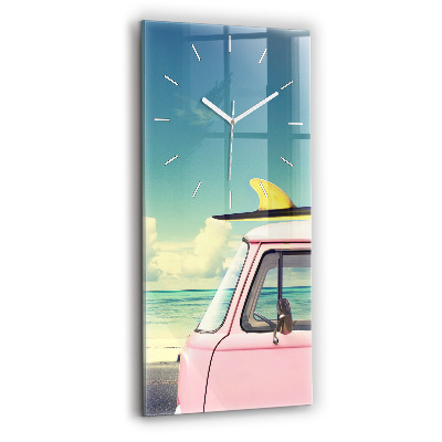 Vertical wall clock Car with surfboard