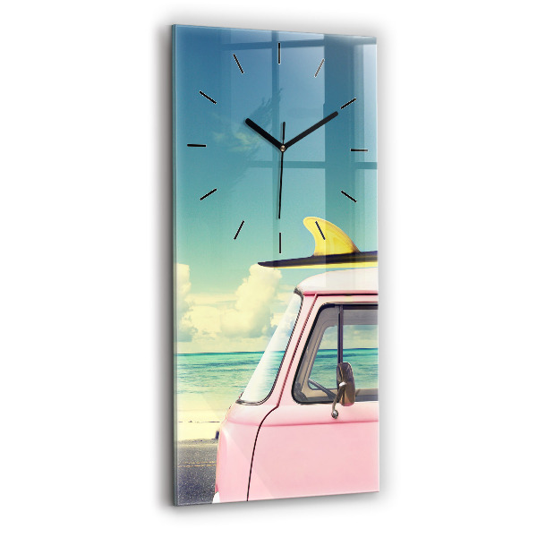 Vertical wall clock Car with surfboard
