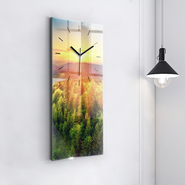 Vertical wall clock Sunset over the hills