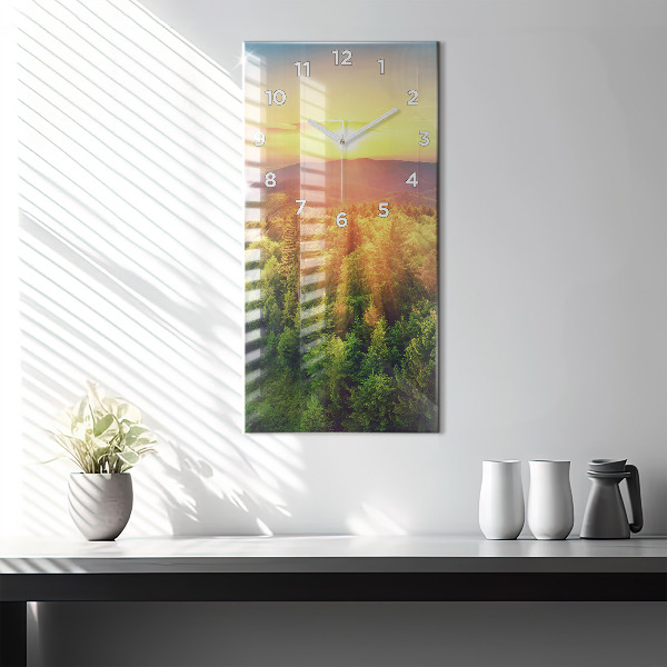 Vertical wall clock Sunset over the hills