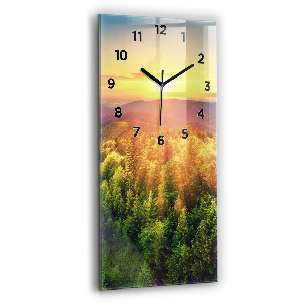 Vertical wall clock Sunset over the hills