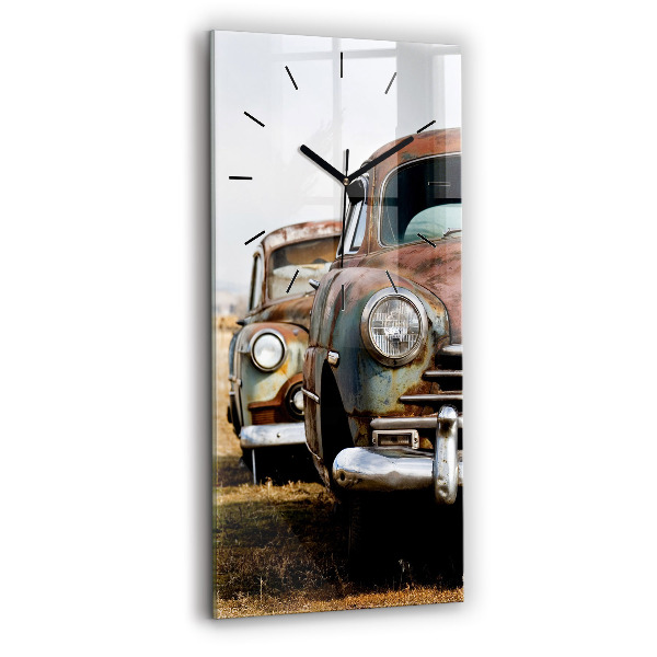 Vertical wall clock Old cars