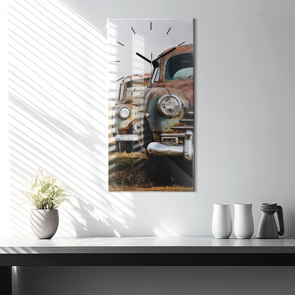 Vertical wall clock Old cars