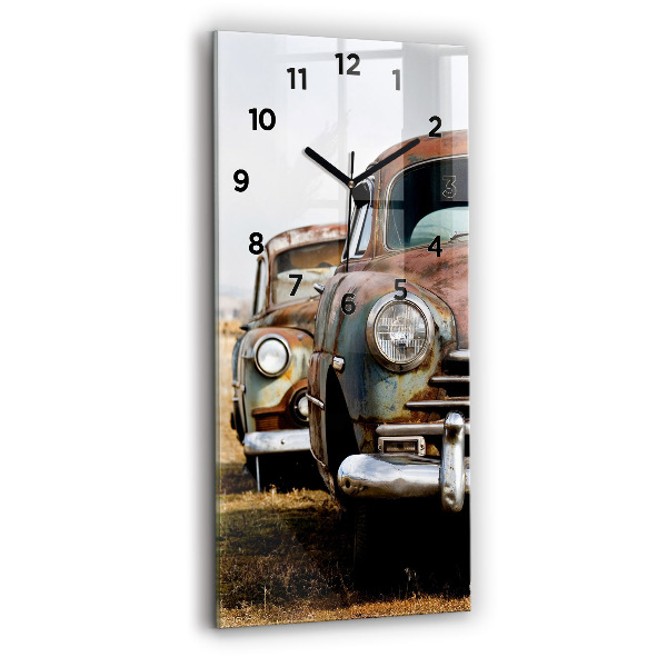 Vertical wall clock Old cars