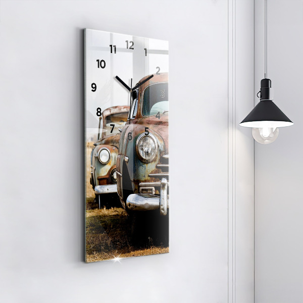 Vertical wall clock Old cars
