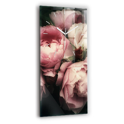 Vertical wall clock Bouquet of pink roses