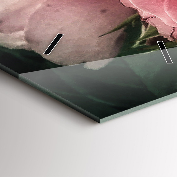 Vertical wall clock Bouquet of pink roses