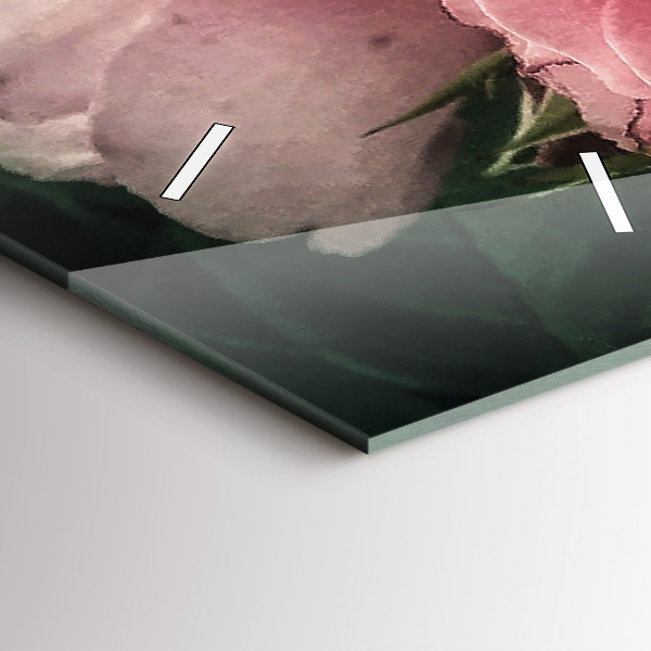 Vertical wall clock Bouquet of pink roses