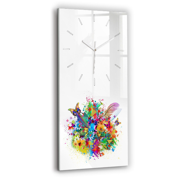 Vertical wall clock Floral harmony with butterflies