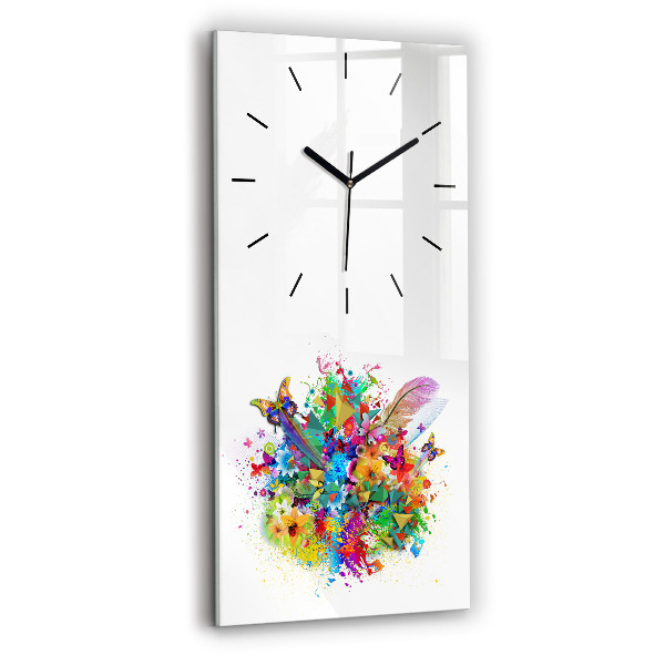 Vertical wall clock Floral harmony with butterflies