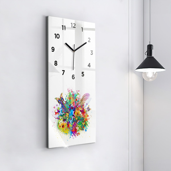 Vertical wall clock Floral harmony with butterflies