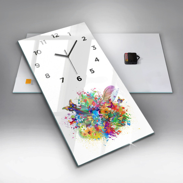 Vertical wall clock Floral harmony with butterflies