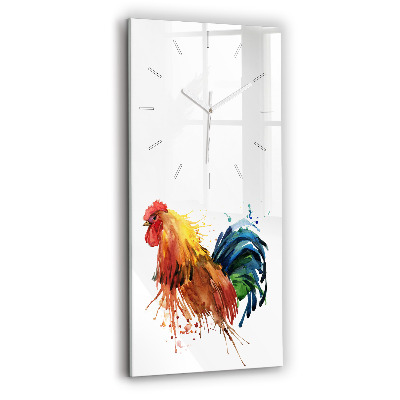 Vertical wall clock Colorful rooster
