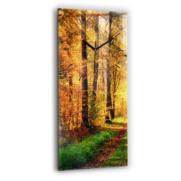 Vertical wall clock Autumn forest scenery