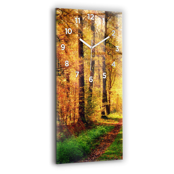 Vertical wall clock Autumn forest scenery