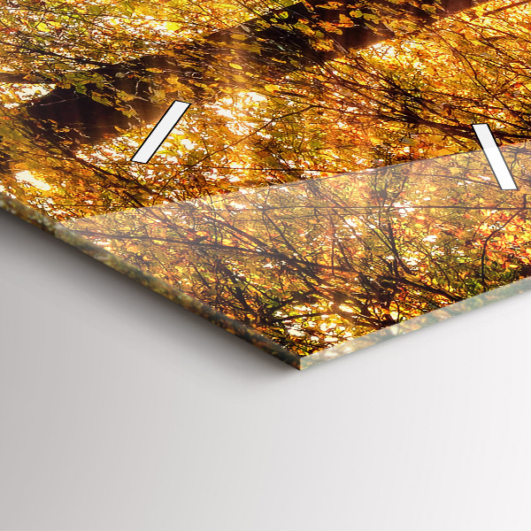 Vertical wall clock Autumn forest scenery