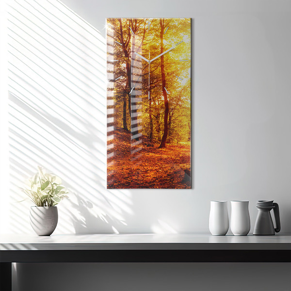 Vertical wall clock Forest landscape in the sun