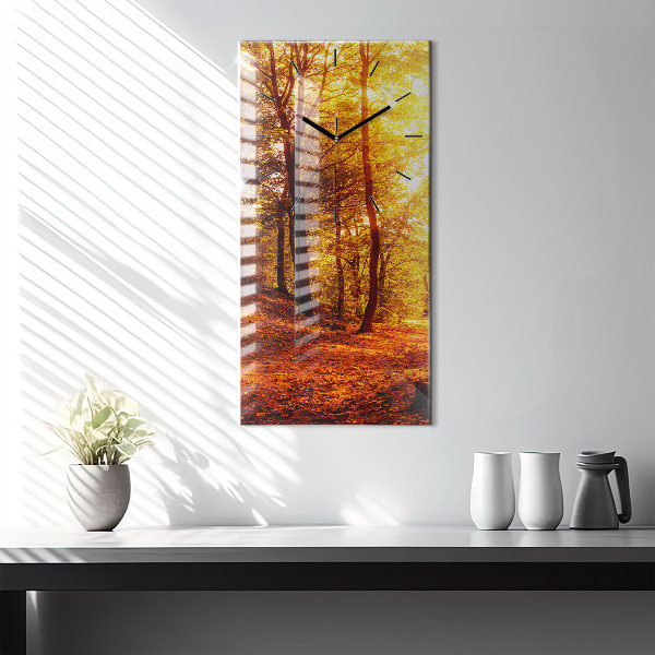 Vertical wall clock Forest landscape in the sun