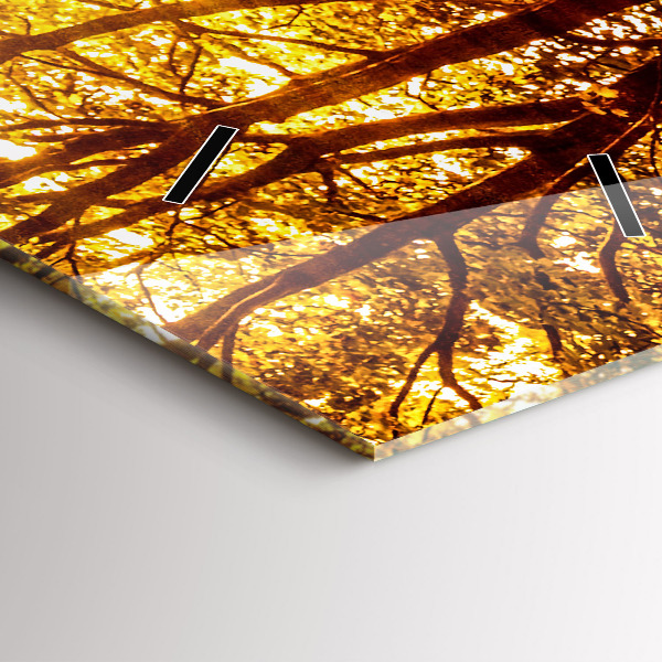 Vertical wall clock Forest landscape in the sun