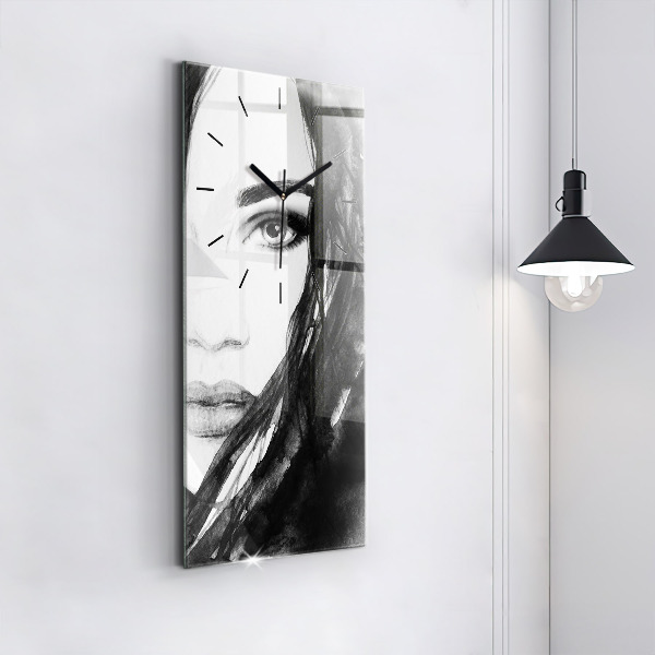 Vertical wall clock Portrait of a woman