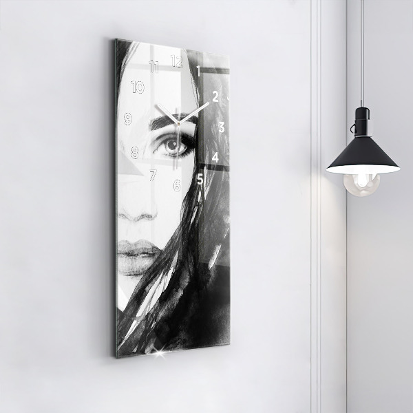 Vertical wall clock Portrait of a woman