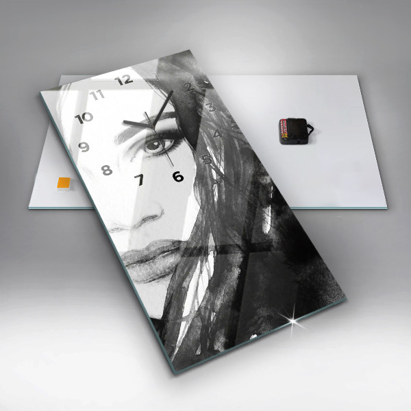 Vertical wall clock Portrait of a woman