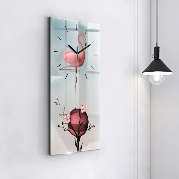 Vertical wall clock Surreal Flamingo
