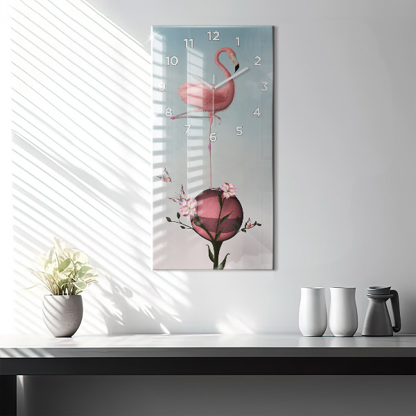 Vertical wall clock Surreal Flamingo