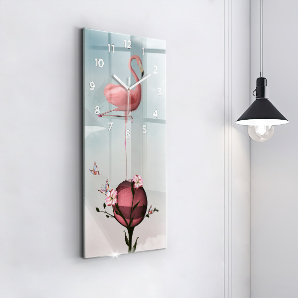 Vertical wall clock Surreal Flamingo