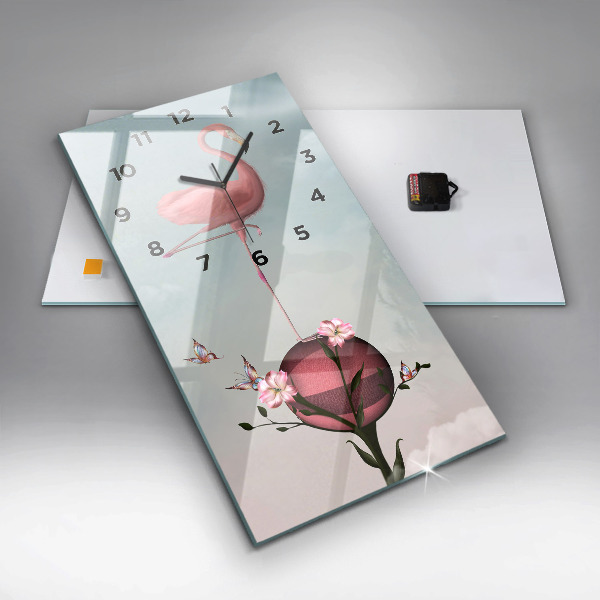 Vertical wall clock Surreal Flamingo