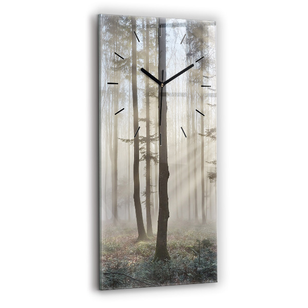 Vertical wall clock Forest in the fog