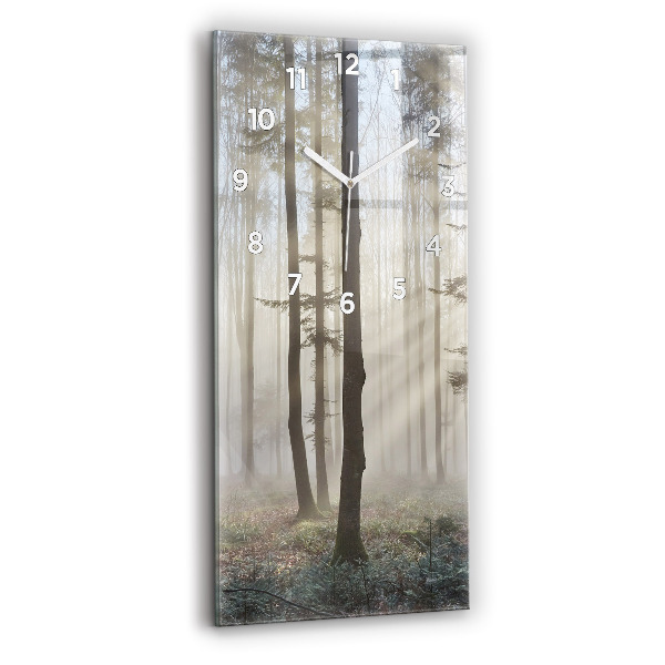 Vertical wall clock Forest in the fog