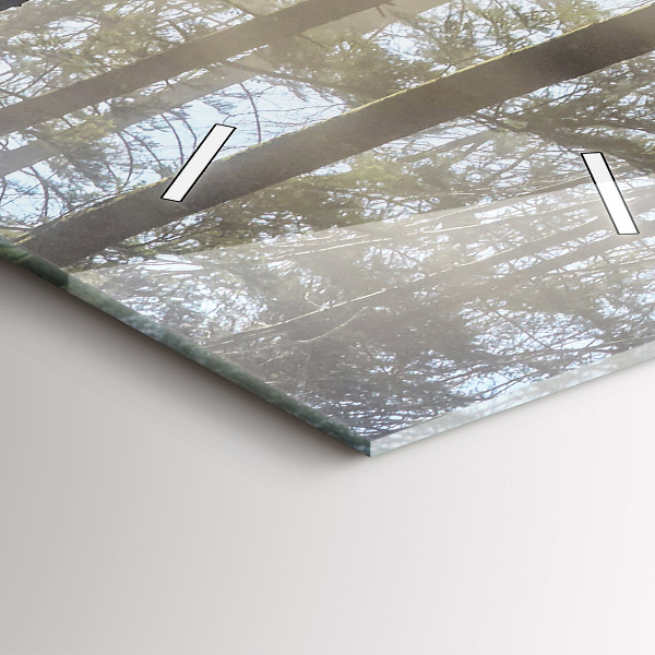 Vertical wall clock Forest in the fog