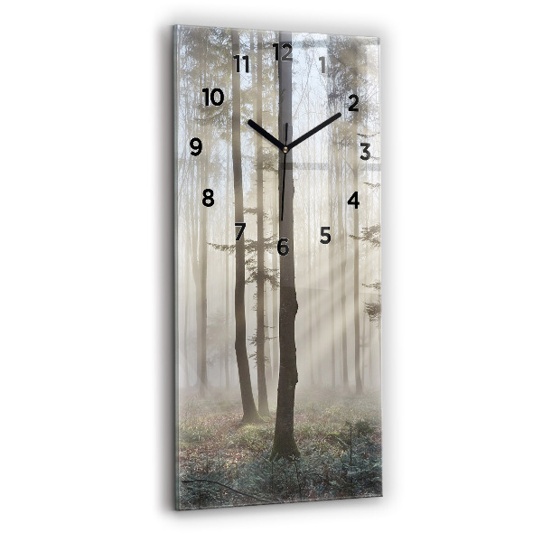 Vertical wall clock Forest in the fog