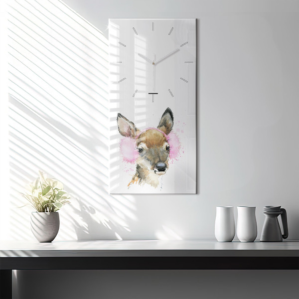 Vertical wall clock Forest deer