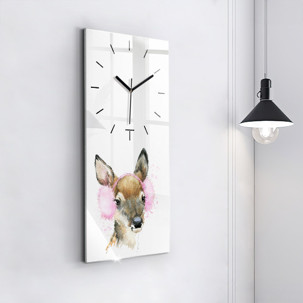 Vertical wall clock Forest deer