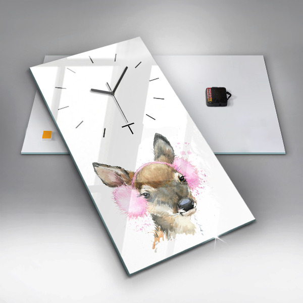 Vertical wall clock Forest deer