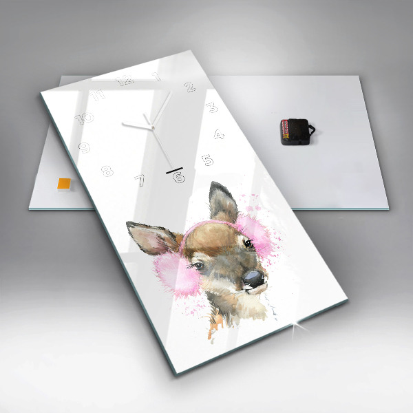 Vertical wall clock Forest deer