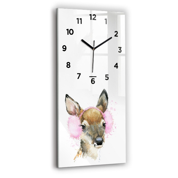 Vertical wall clock Forest deer