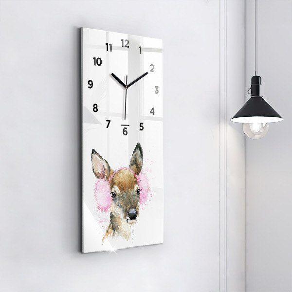 Vertical wall clock Forest deer