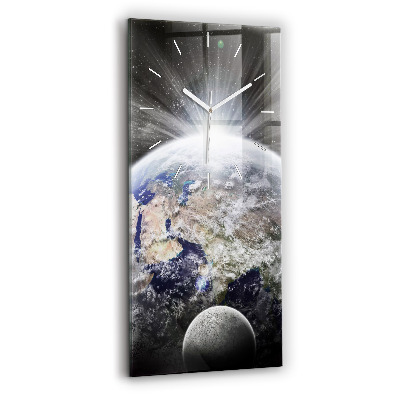 Vertical wall clock Earth Moon Sun